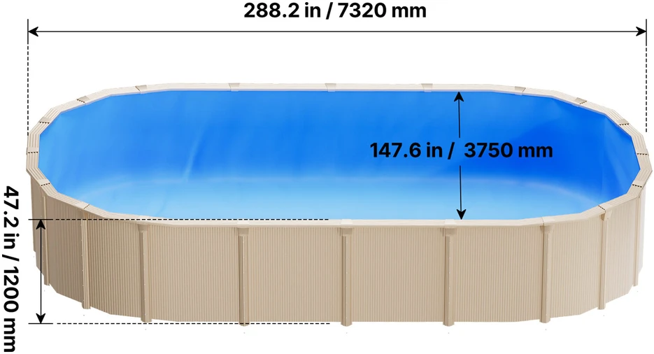 VEVOR Ovalinis baseino įklotas, 375 x 732 cm