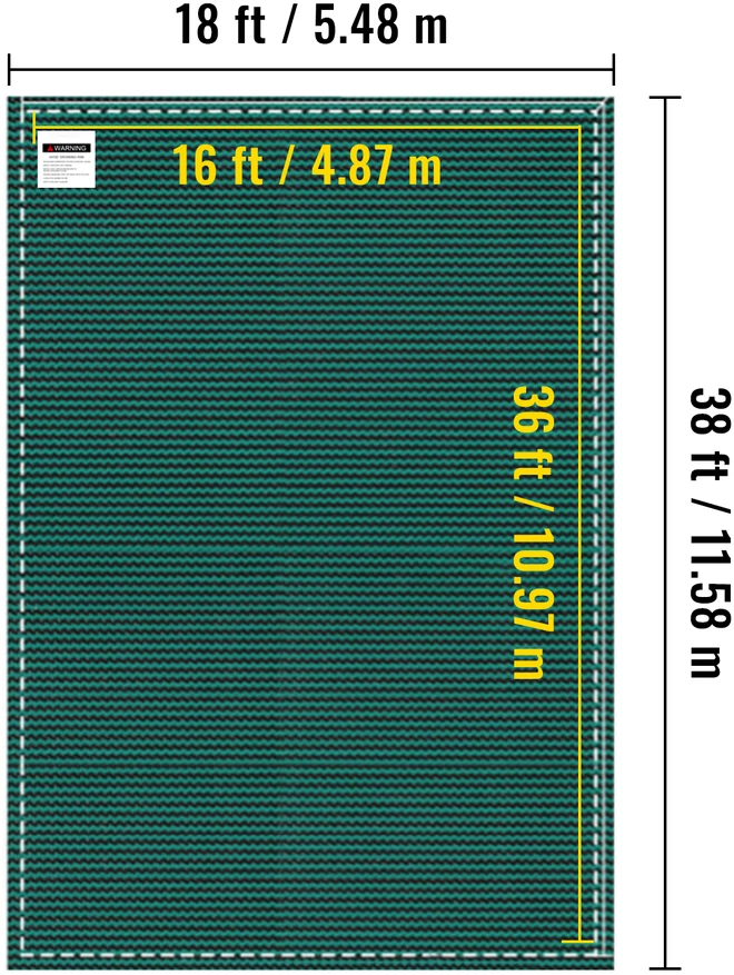 VEVOR Tinklinis baseino uždangalas 18x38 pėdų