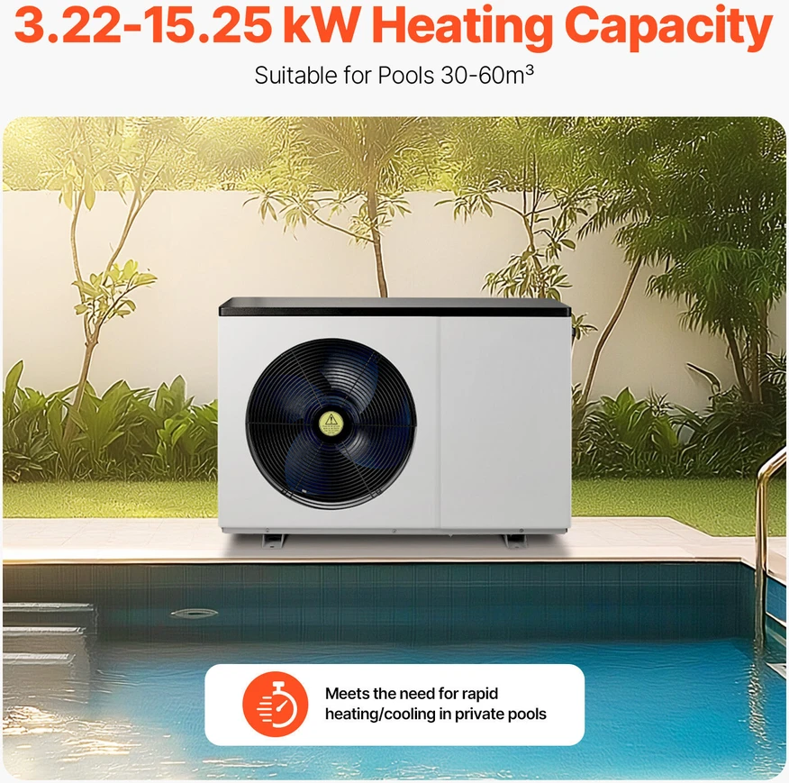 VEVOR Elektrinis baseino šilumos siurblys 3.22–15.25 kW