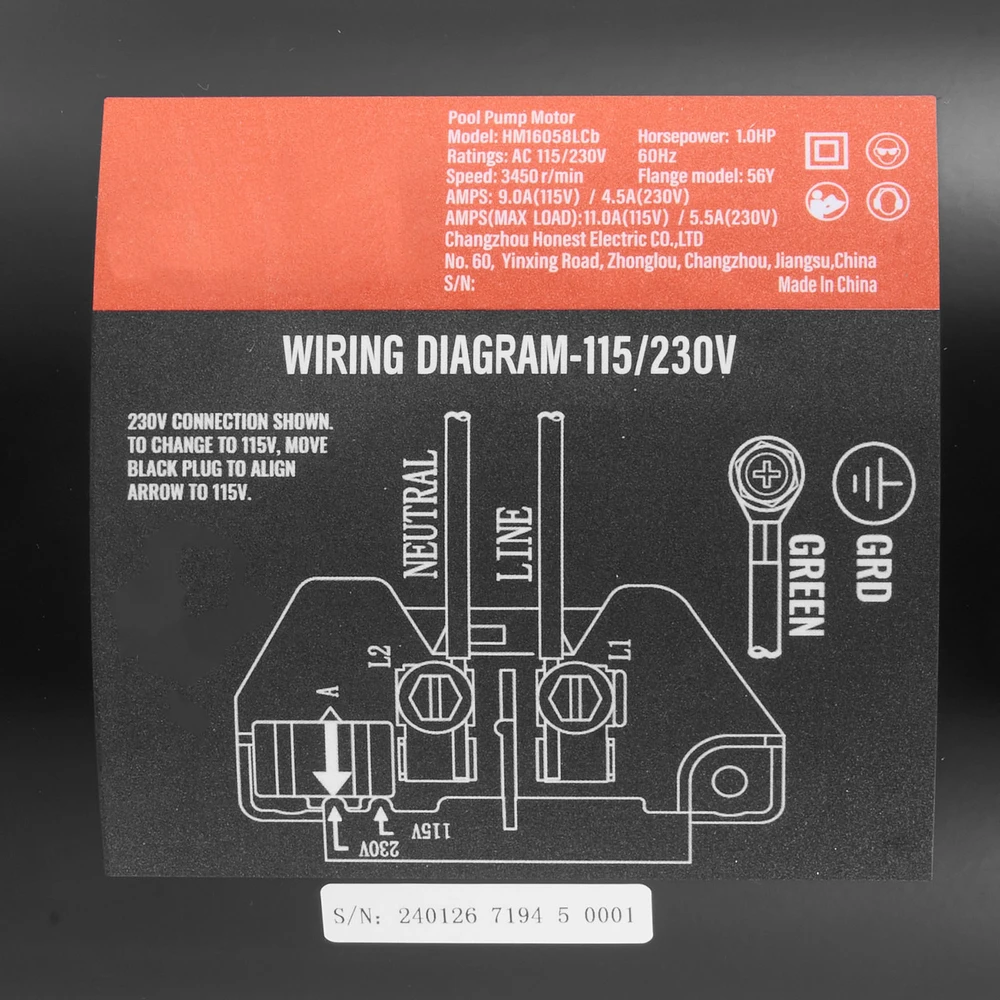 VEVOR Baseino siurblio variklis 1AG 115/230V