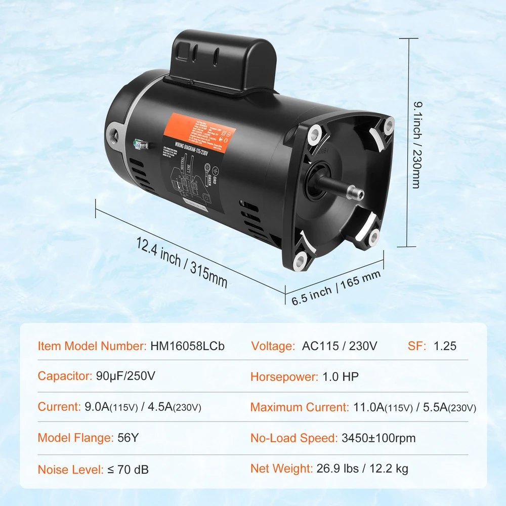 VEVOR Baseino siurblio variklis 1AG 115/230V