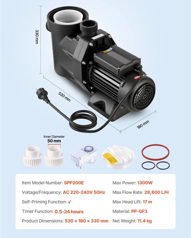 VEVOR Baseino siurblys 1300W, 28,800 L/h srautas