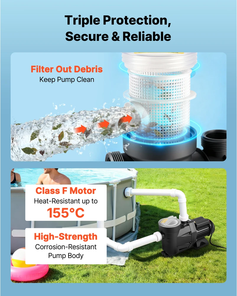 VEVOR Baseino siurblys 1300W, 28,800 L/h srautas