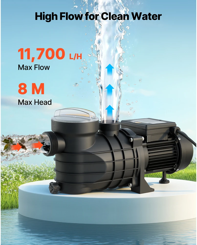 VEVOR Antžeminis baseino siurblys, 250W, 11,700 L/h
