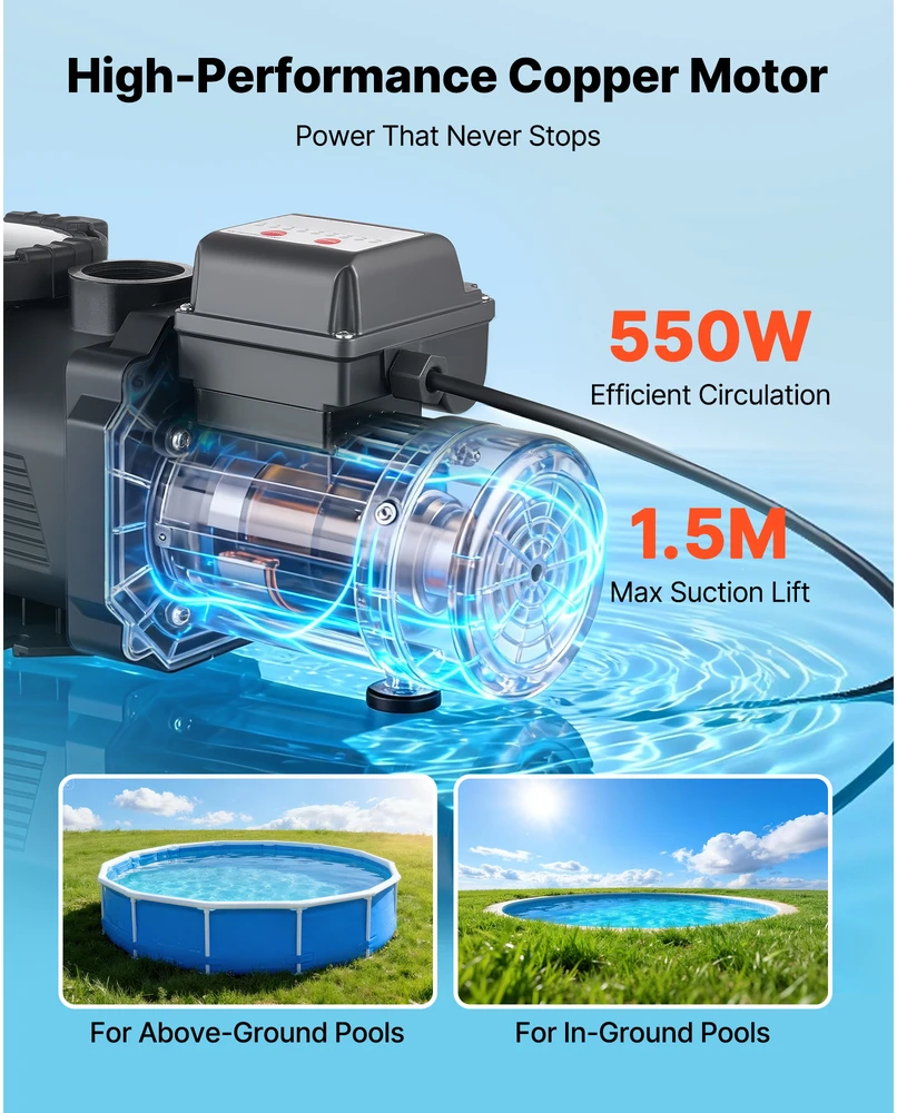 VEVOR Baseino siurblys su laikmačiu ir filtru
