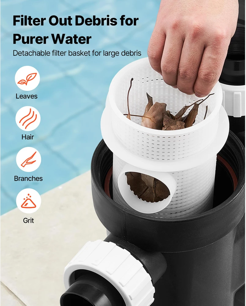 VEVOR Kintamo greičio baseino siurblys 1100W, 26,000 L/h