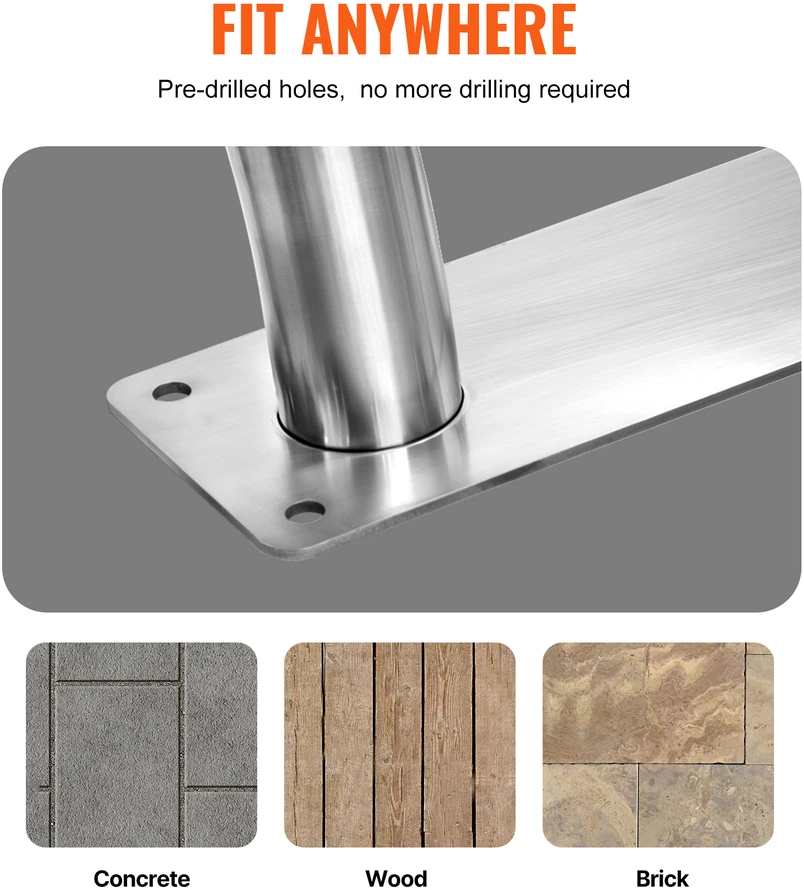 VEVOR Nerūdijančio plieno turėklai 1395 x 810 mm baseinams