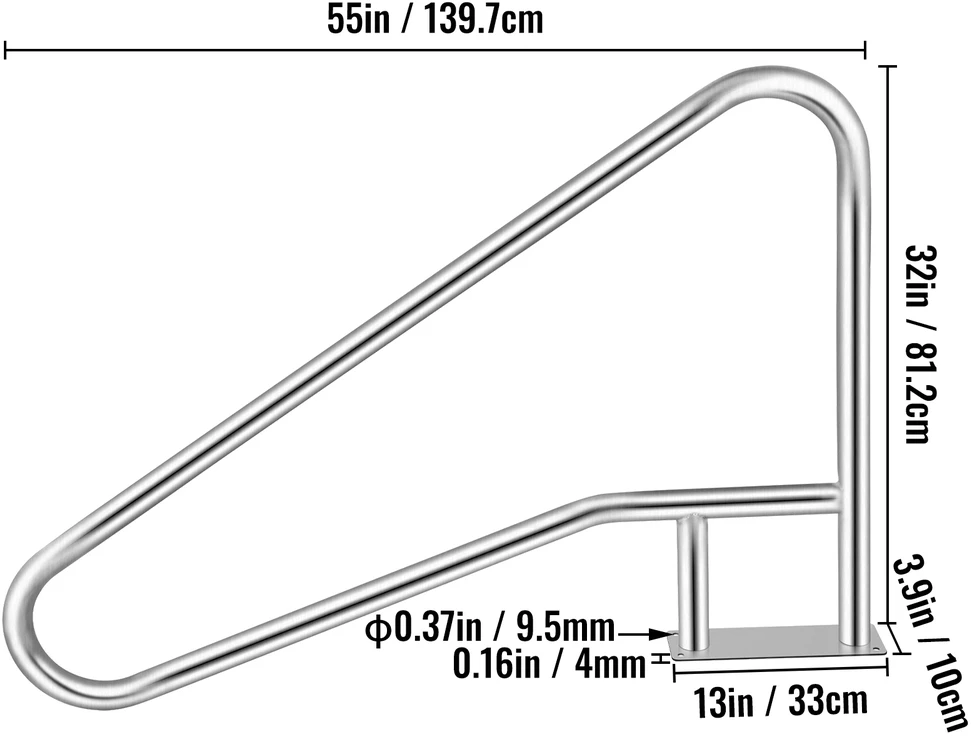 VEVOR Baseino turėklas 139,7x81,2 cm 304 nerūdijantis plienas