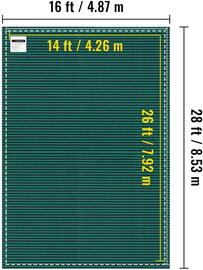 VEVOR Stačiakampis baseino dangtis 4,9 x 8,5 m žalias