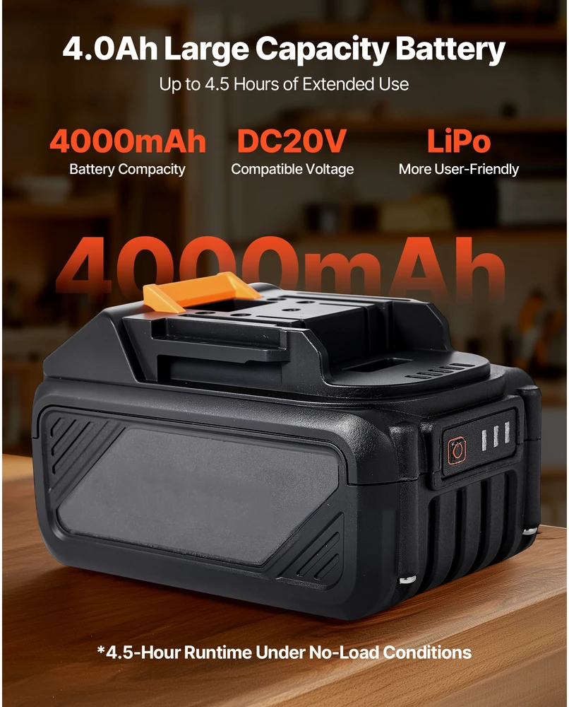 VEVOR 20V max baterija ir įkroviklis 4.0 Ah
