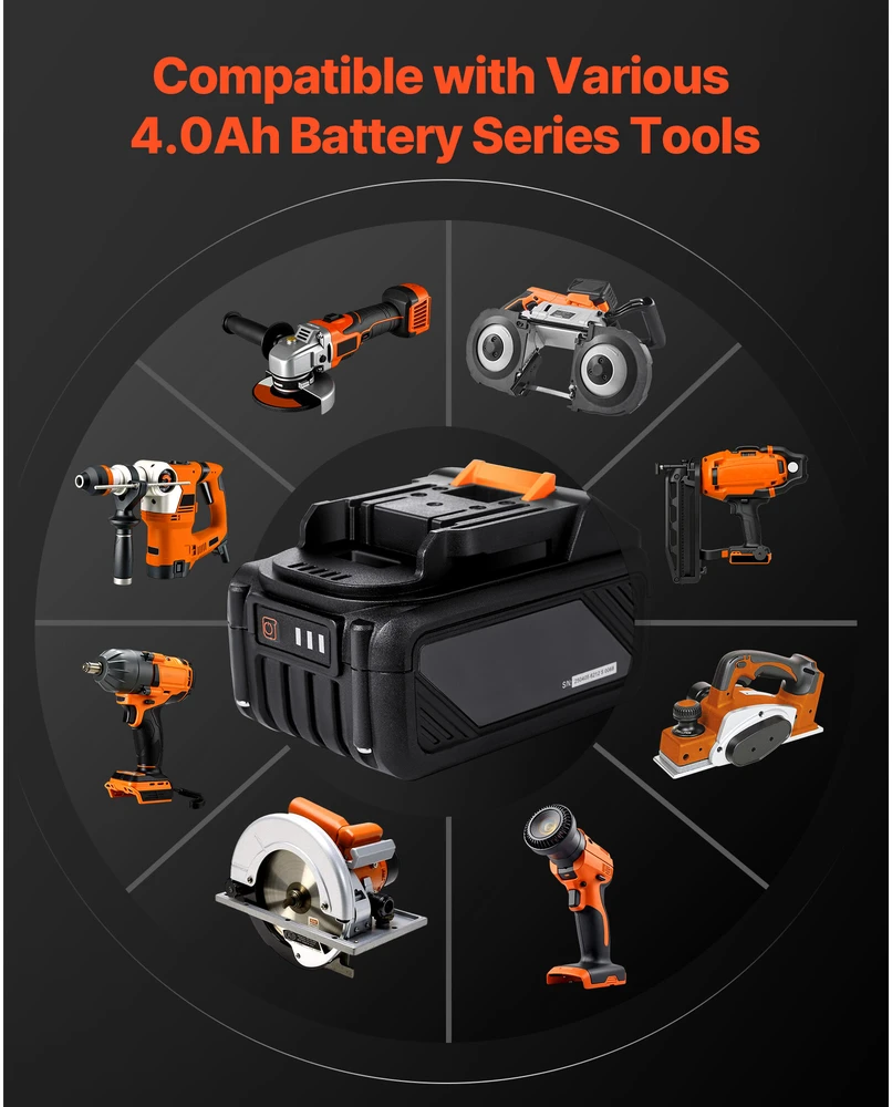 VEVOR 20V max baterija ir įkroviklis 4.0 Ah