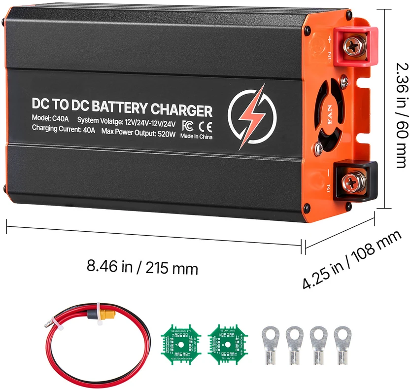 VEVOR DC į DC akumuliatoriaus įkroviklis 520W 40A