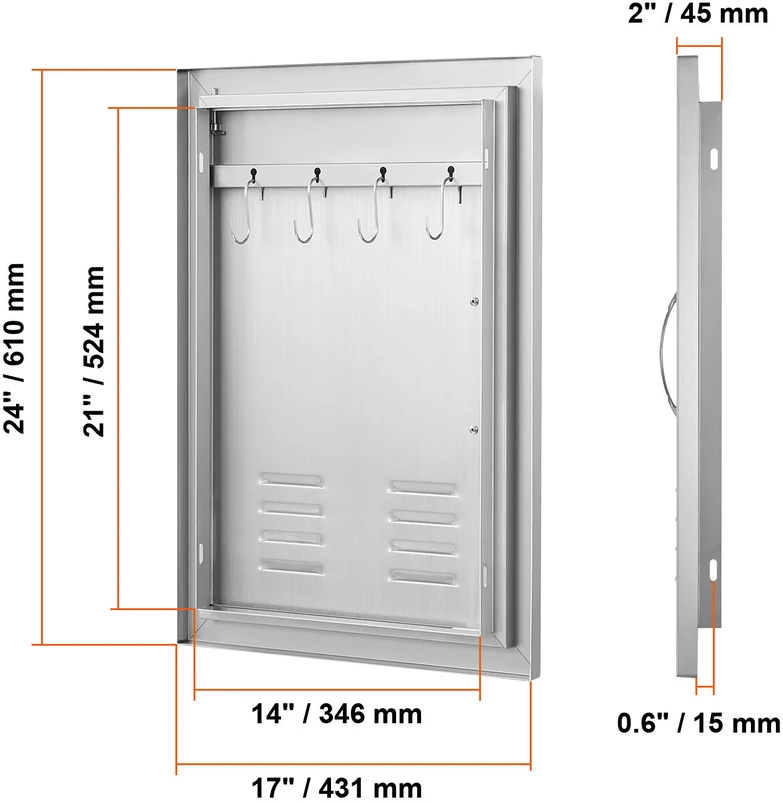 VEVOR nerūdijančio plieno 610x431 mm BBQ durys