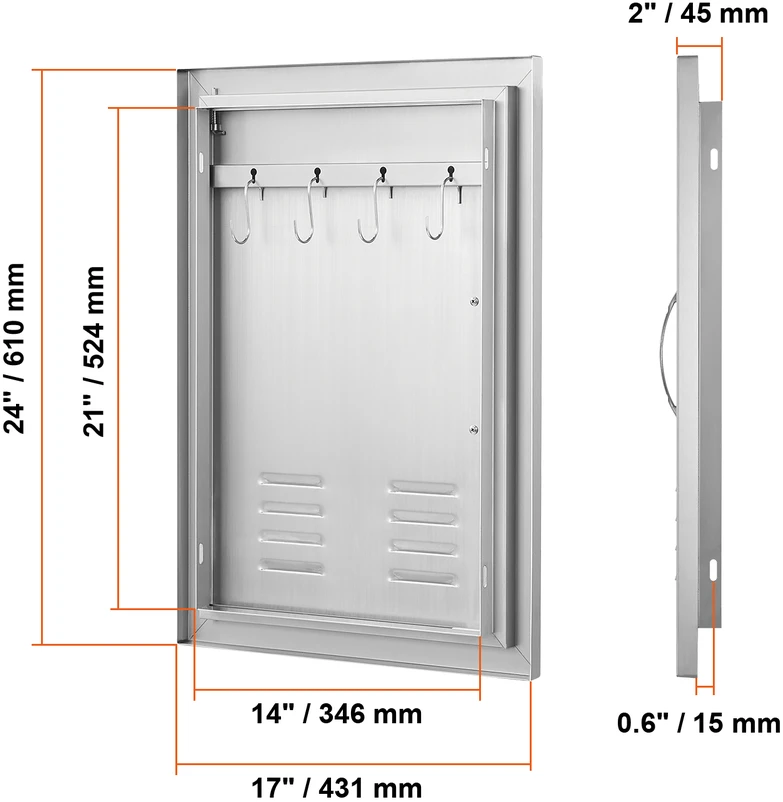 VEVOR nerūdijančio plieno 610x431 mm BBQ durys