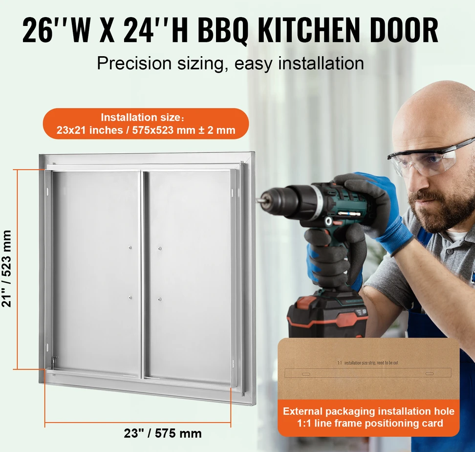 VEVOR 660x609 mm nerūdijančio plieno lauko durelės