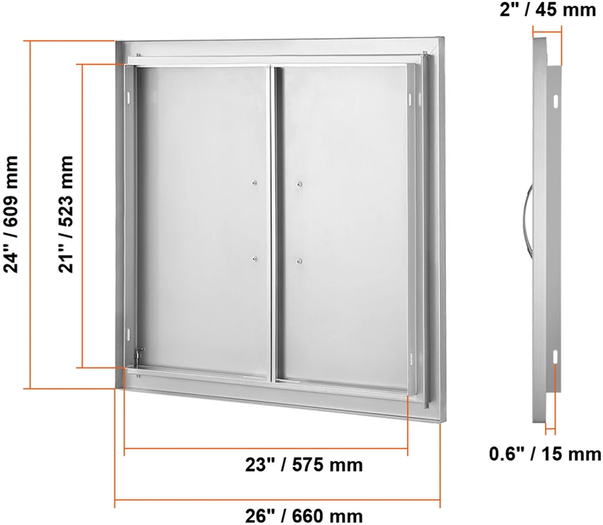 VEVOR 660x609 mm nerūdijančio plieno lauko durelės
