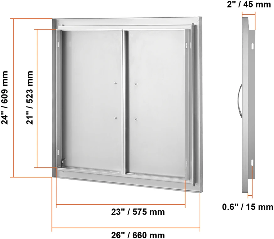 VEVOR 660x609 mm nerūdijančio plieno lauko durelės