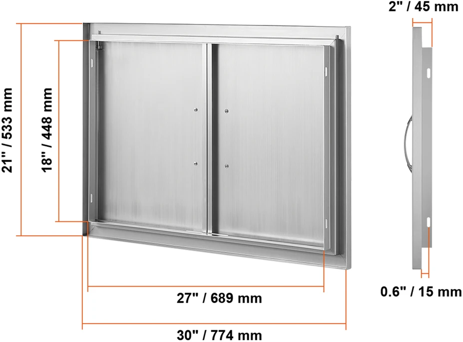 VEVOR 774x533 mm lauko virtuvės durelės