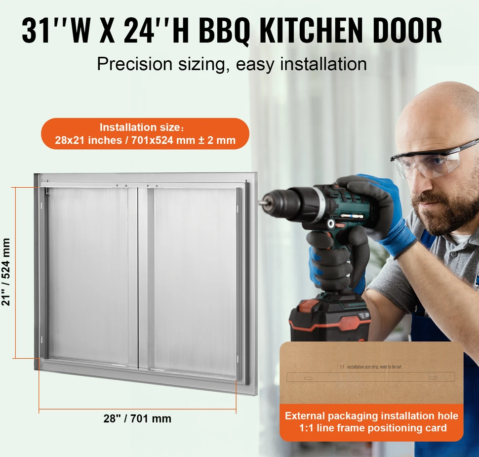 VEVOR Lauko virtuvės dvigubos durys 787x609 mm