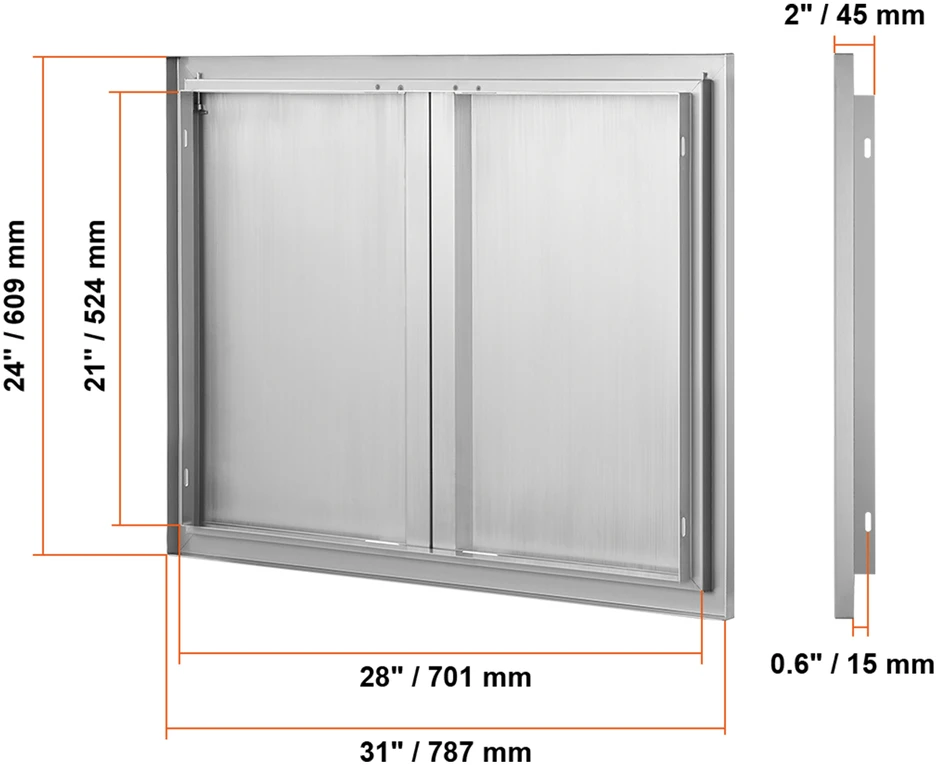 VEVOR Lauko virtuvės dvigubos durys 787x609 mm