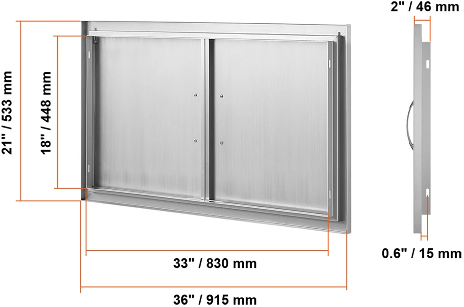 VEVOR Lauko virtuvės dvigubos durys 915x533 mm