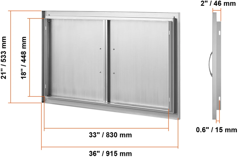 VEVOR Lauko virtuvės dvigubos durys 915x533 mm