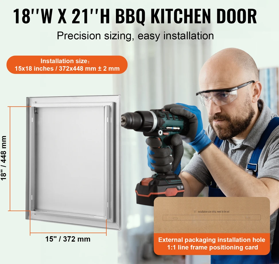 VEVOR Lauko virtuvės durys 457x533 mm