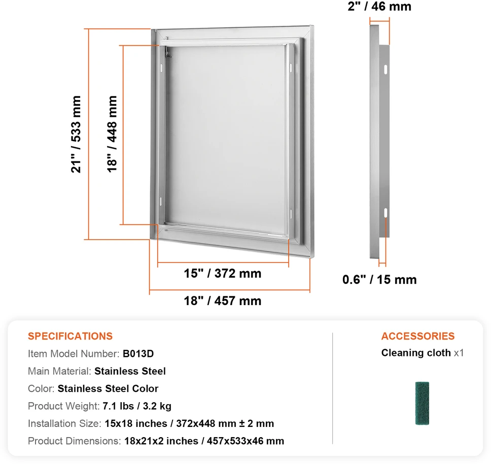 VEVOR Lauko virtuvės durys 457x533 mm