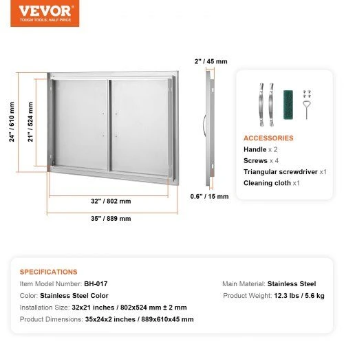 VEVOR Lauko virtuvės durys su rankenomis