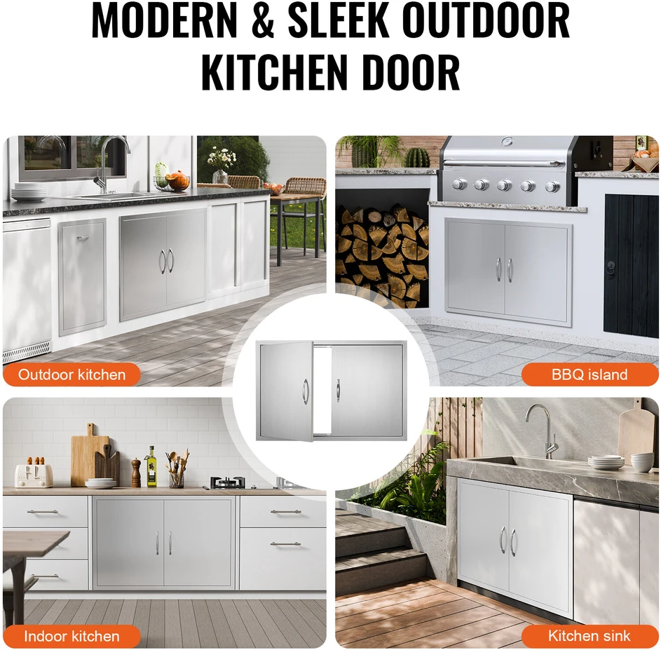 VEVOR 990x660 mm lauko virtuvės durys iš nerūdijančio plieno