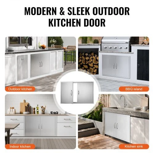 VEVOR 990x660 mm lauko virtuvės durys iš nerūdijančio plieno