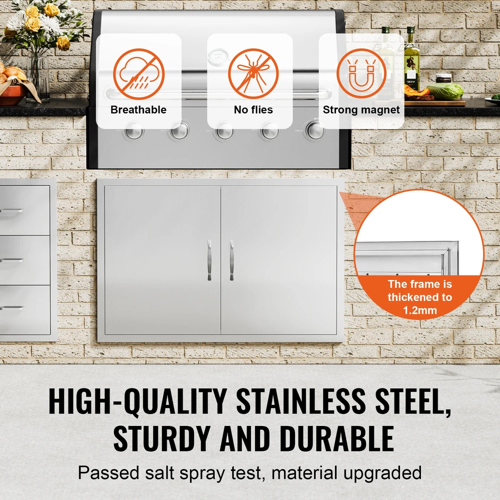 VEVOR 990x660 mm lauko virtuvės durys iš nerūdijančio plieno