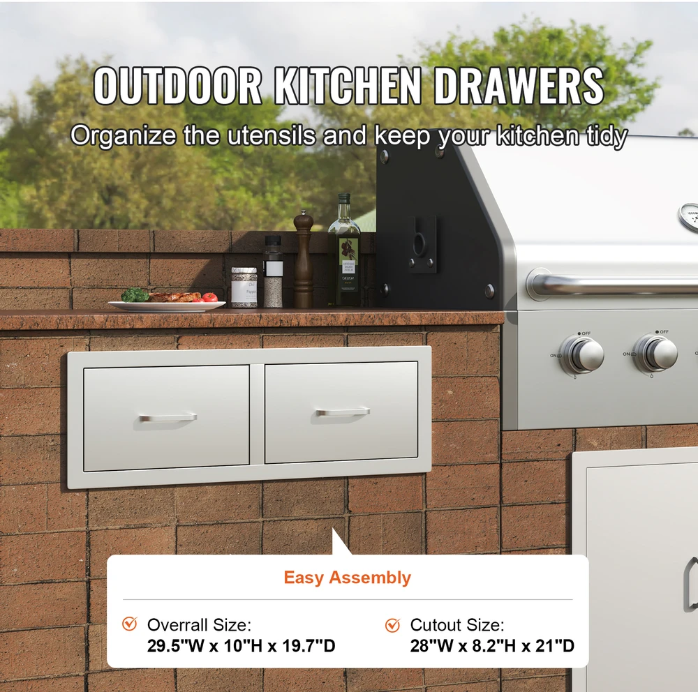 Vevor 75x25 cm BBQ stalčius su spintele