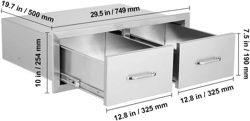 Vevor 75x25 cm BBQ stalčius su spintele