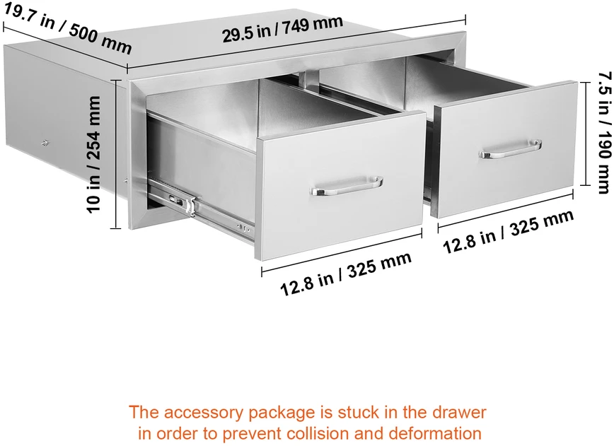 Vevor 75x25 cm BBQ stalčius su spintele
