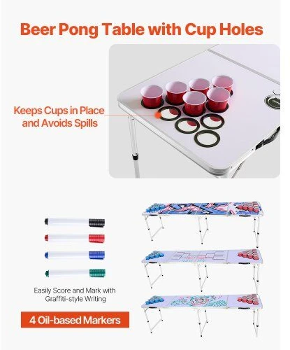 VEVOR Nešiojamas beer pong stalas 2,4 m