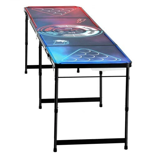 VEVOR Nešiojamas 2,4 m beer pong stalas su LED