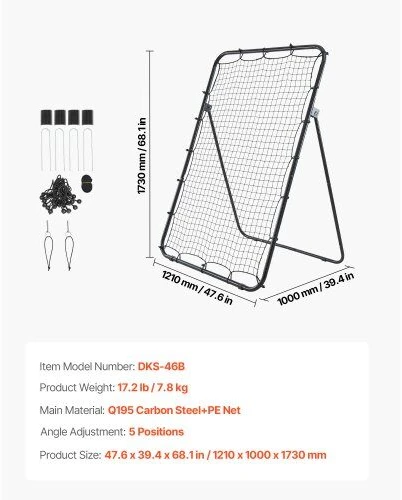 VEVOR Beisbolo ir softbolo atmušimo tinklas 1210 x 1730 mm