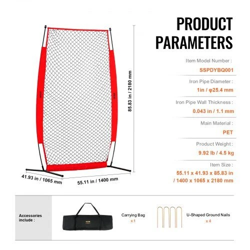 VEVOR Basebolo ir softballo apsauginis ekranas 213x122 cm