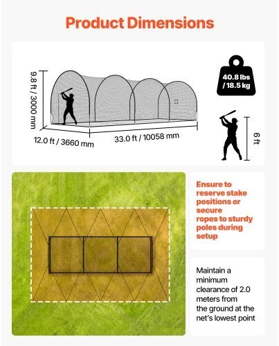 VEVOR Nešiojama beisbolo mušimo narvo konstrukcija