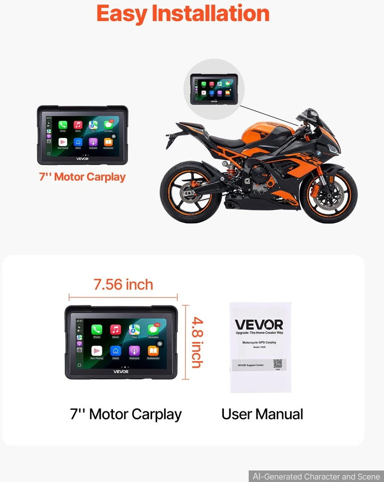 VEVOR 7" belaidė motociklo CarPlay sistema BMW