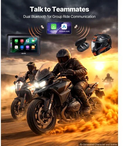 VEVOR 7 colių belaidė motociklų CarPlay sistema
