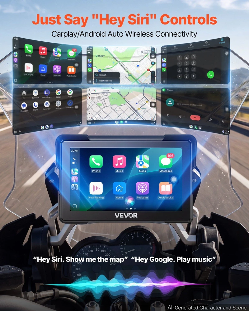 VEVOR 7" belaidė motociklo CarPlay sistema BMW