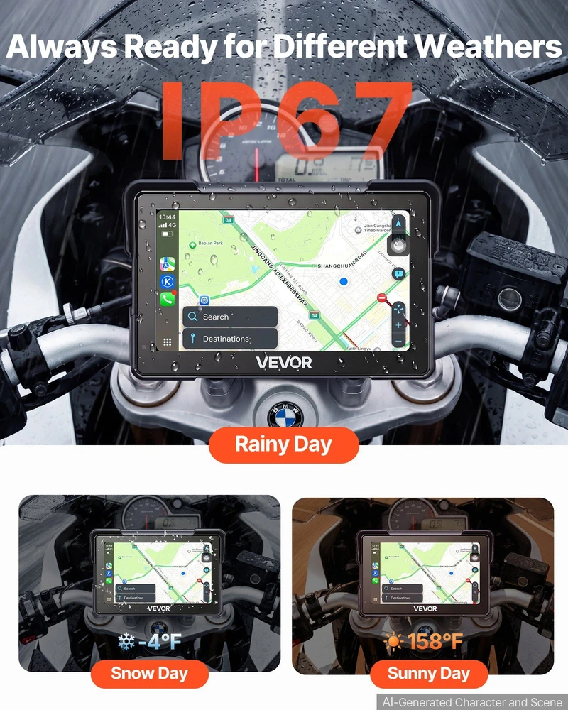 VEVOR 7" belaidė motociklo CarPlay sistema BMW
