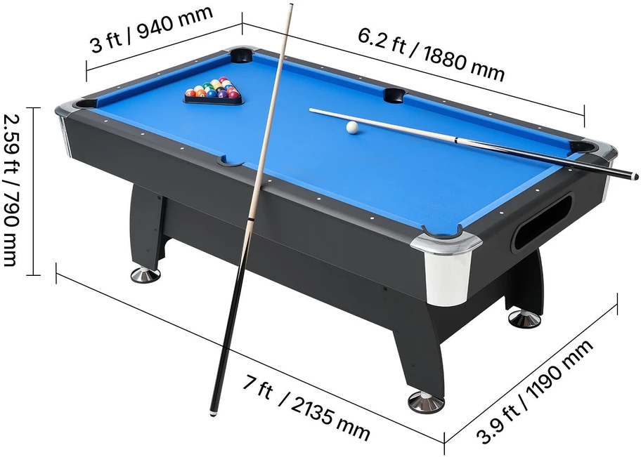 VEVOR 213 cm biliardo stalas šeimos žaidimams