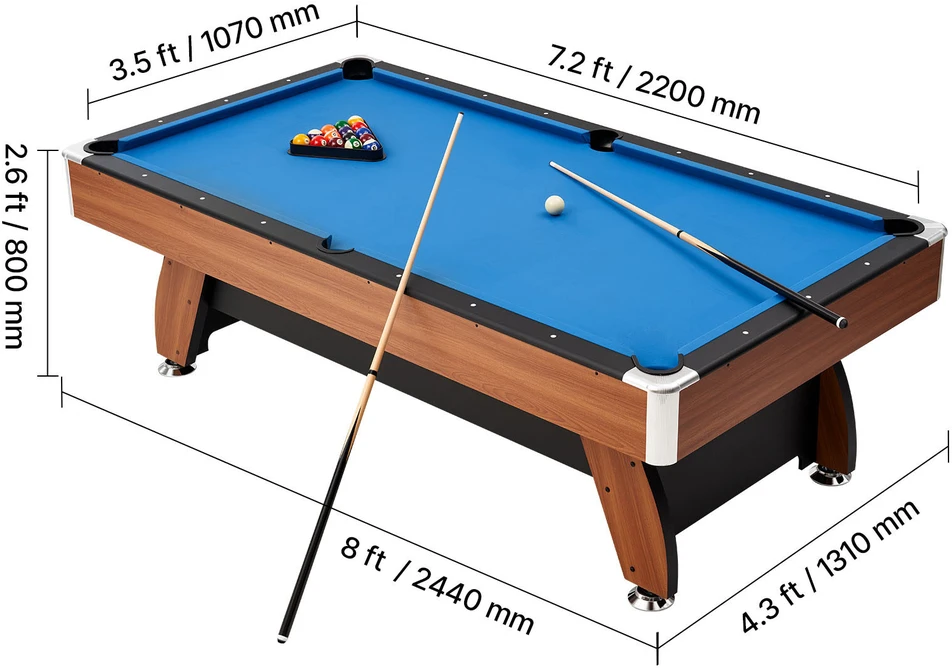 VEVOR Biliardo stalas 244 cm su medine apdaila