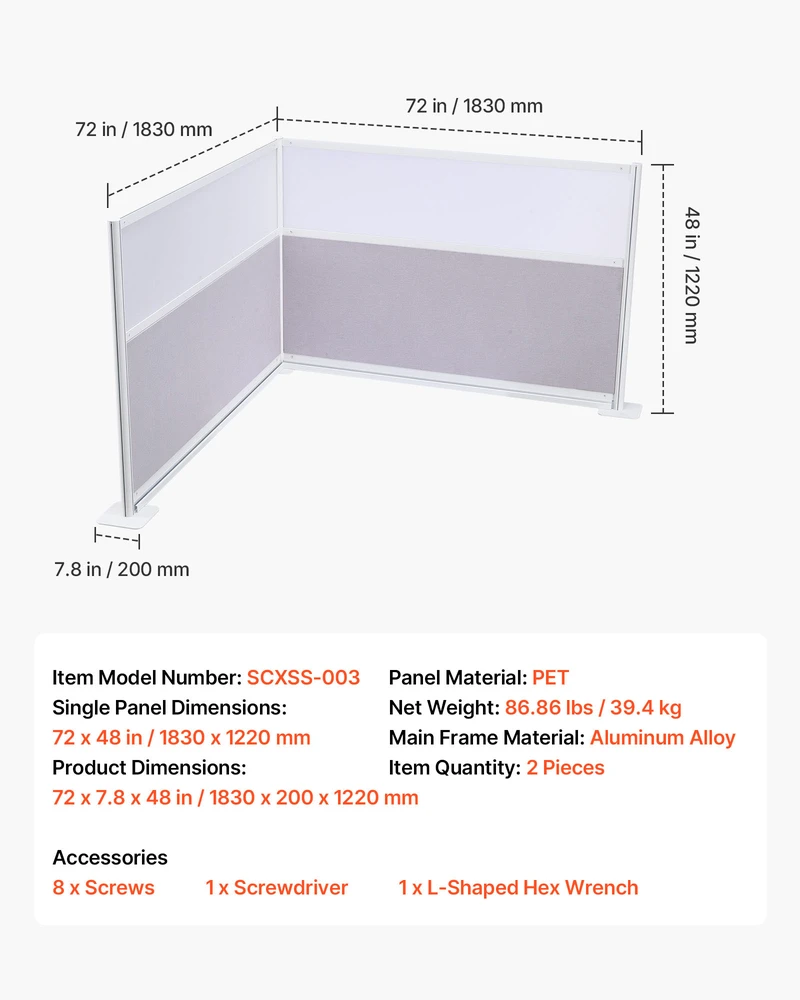 VEVOR biuro atskyrimo sienelės, 2 vnt., 183 x 122 cm