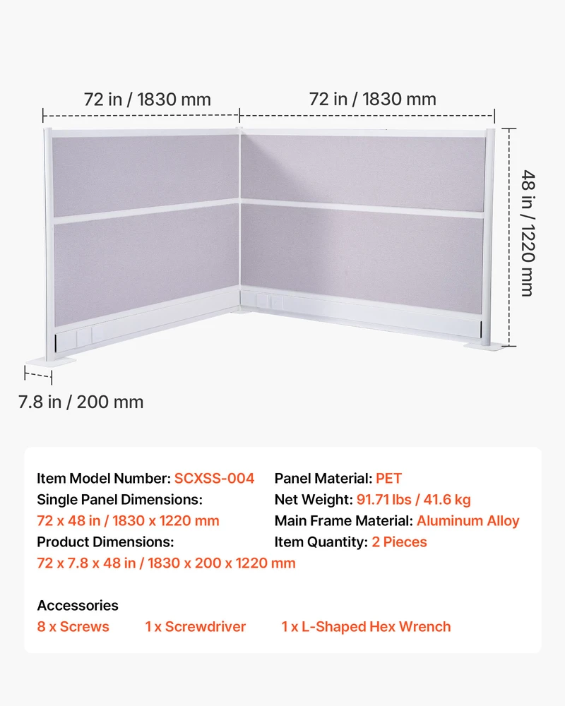 VEVOR Biuro pertvaros, 2 vnt., 1.83m x 1.22m