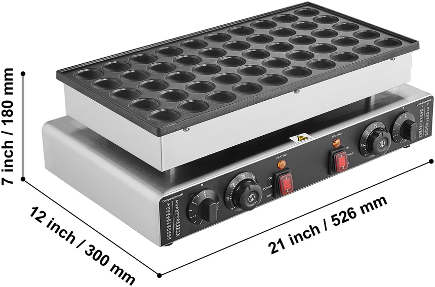 Vaflinė VEVOR komercinis olandiškų blynų kepėjas 1700W, 50vnt