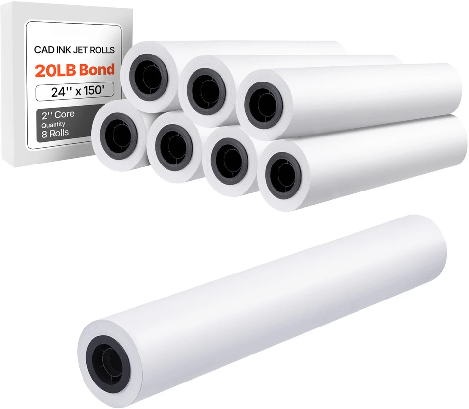 VEVOR Plataus formato popierius, 609.6 mm x 45.7 m, 8 ritiniai